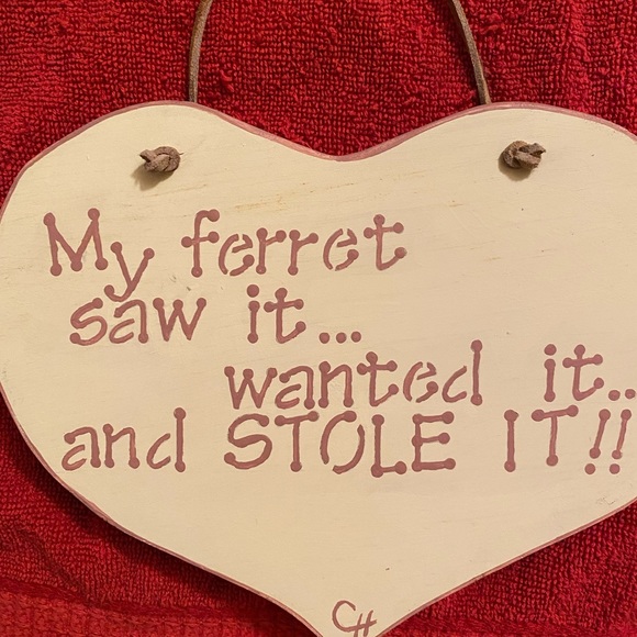 COPY-Handmade wooden decorative plaque “My ferret saw it…wanted it…and stole it! - Picture 2 of 11